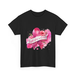 Fight for a Cure Unisex Heavy Cotton Tee | Breast Cancer Awareness Shirt, Support Tee, Gift for Her, Charity Fundraiser Tee, Pink Ribbon Tee