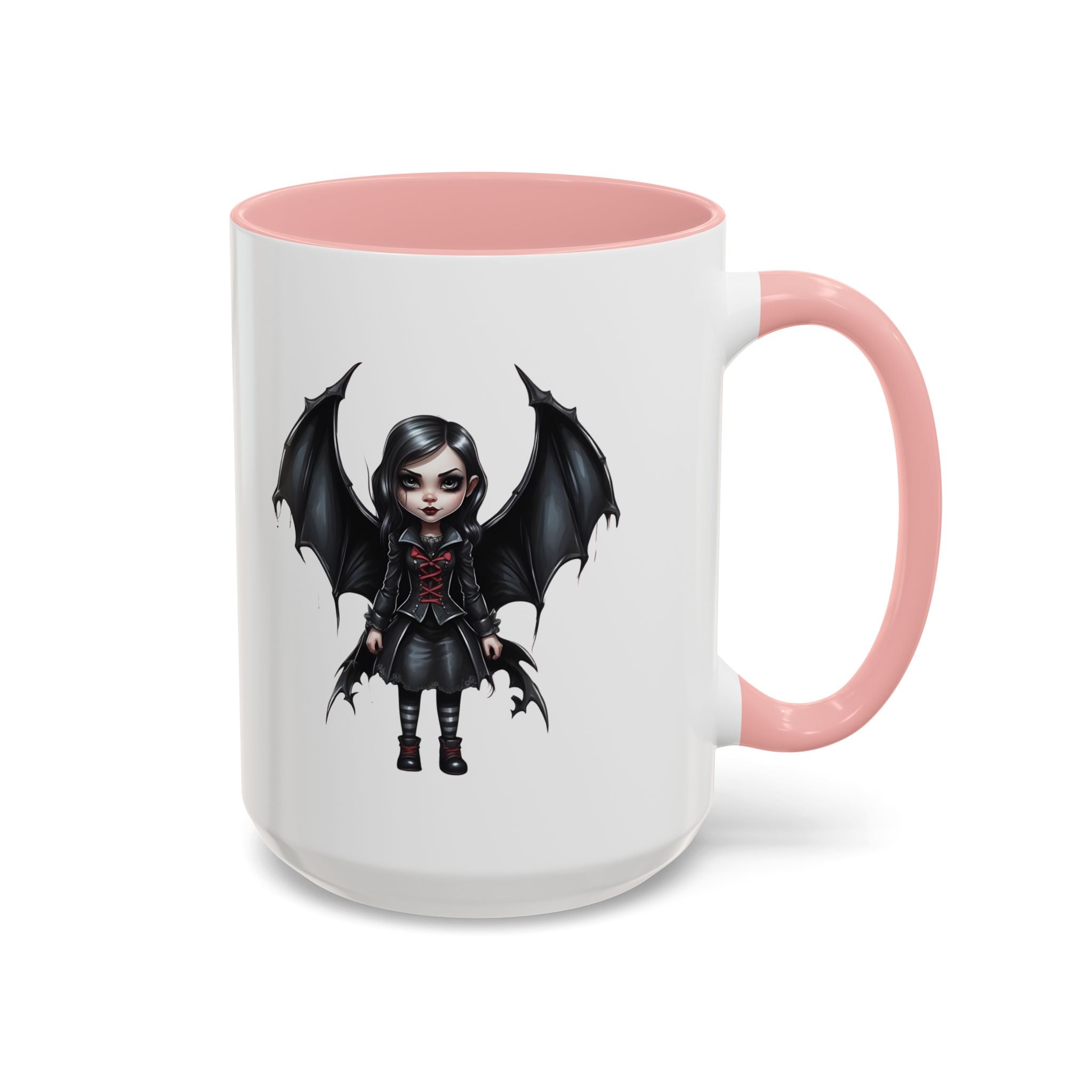 Gothic vampire girl with bat wings horror art Accent Coffee Mug (11, 15oz) vamp18