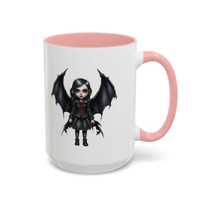 Gothic vampire girl with bat wings horror art Accent Coffee Mug (11, 15oz) vamp18