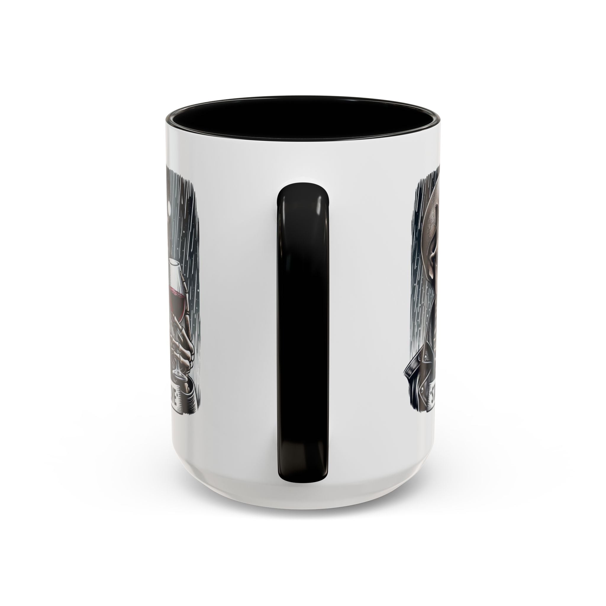Stylish Skull Coffee Mug, Gothic Drinkware, Staying Alive Gift for Halloween, Funny Office Mug, Alternative Drinkware