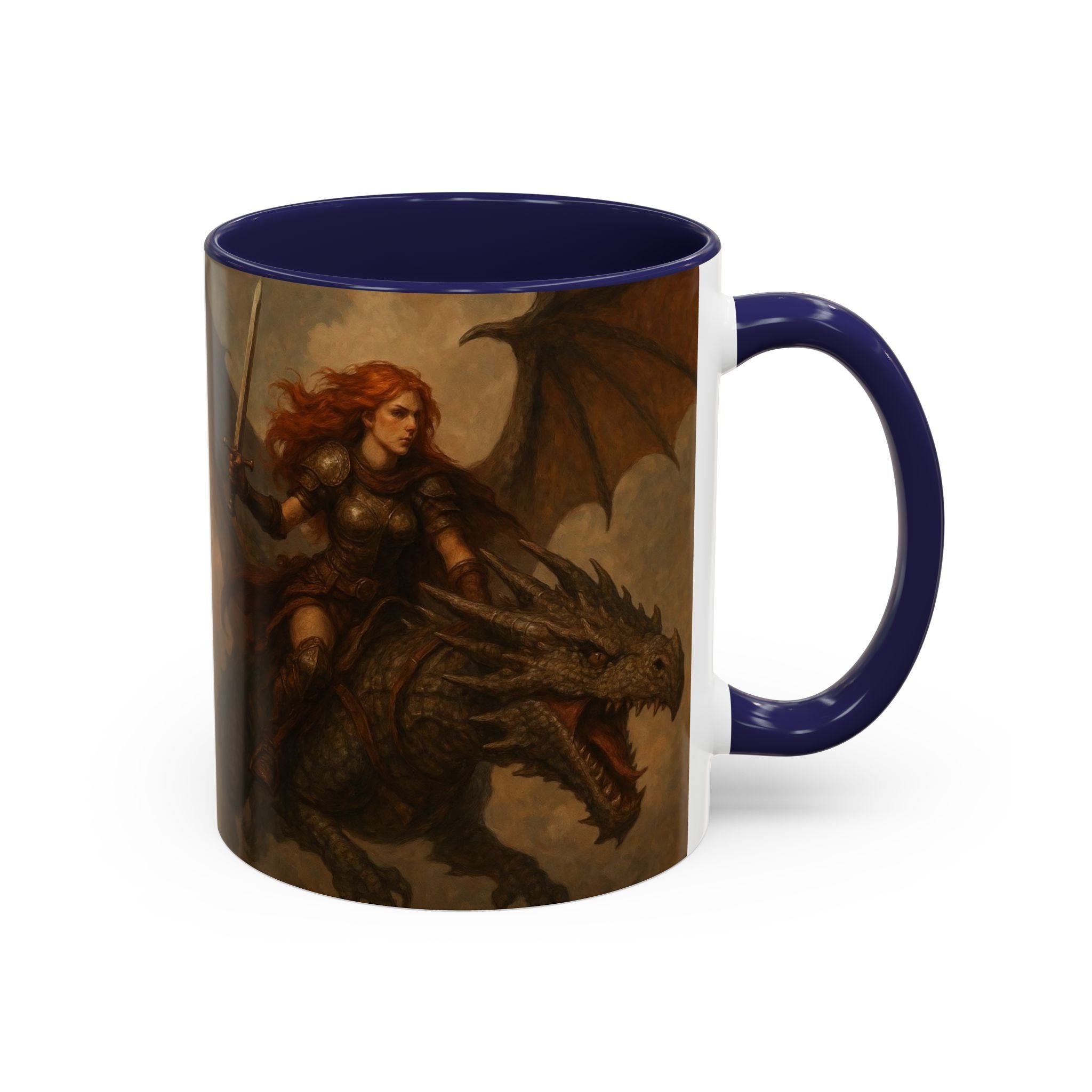 Fantasy Dragon Rider Coffee Mug gothic woman warrior queen