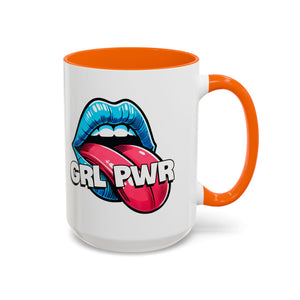 GRL PWR Accent Coffee Mug - Bold Fun Design for Empowerment, Great Gift for Friends, Coffee Lovers, Birthdays, and Celebrations