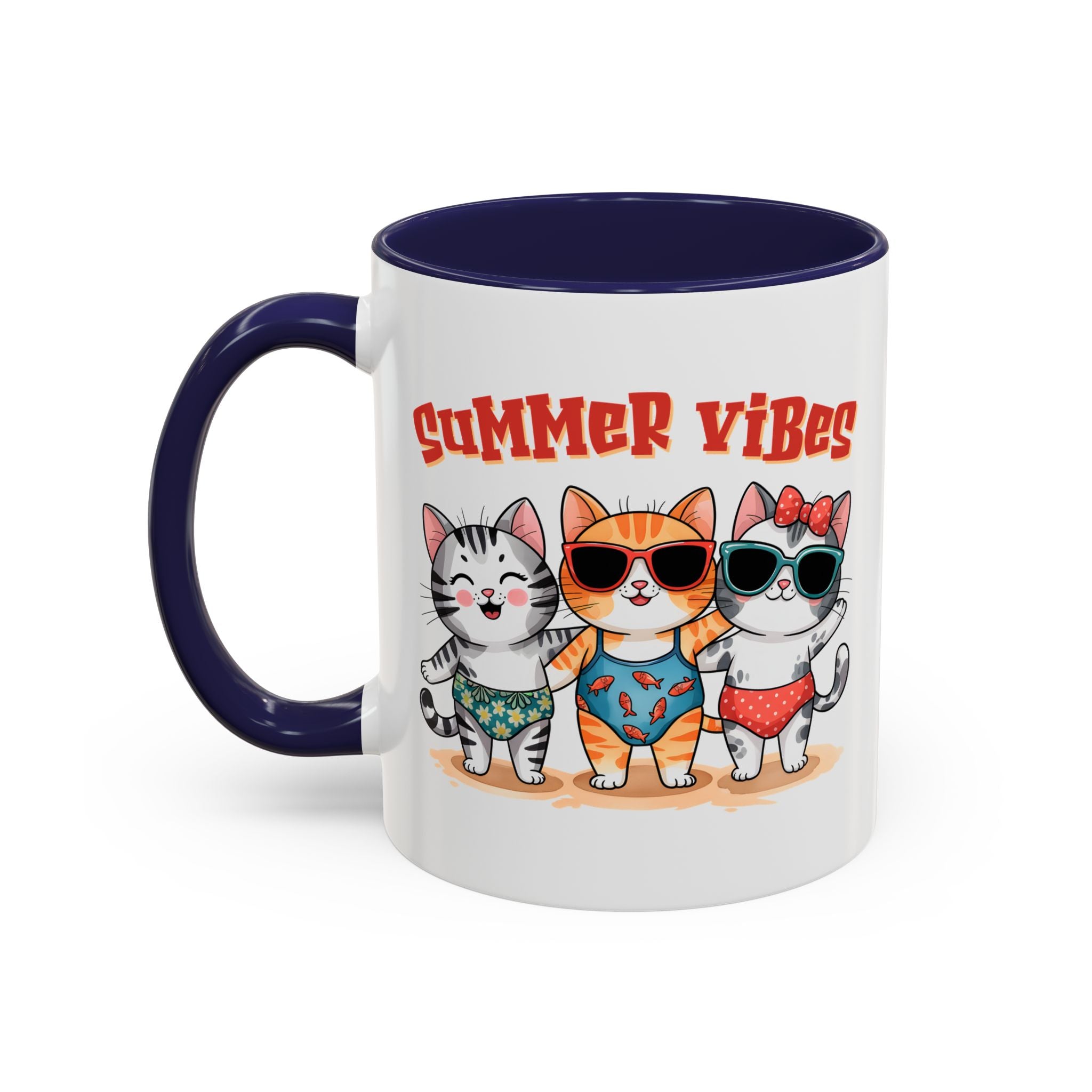 Summer Vibes Cat Coffee Mug - Fun Accent Mug for Cat Lovers
