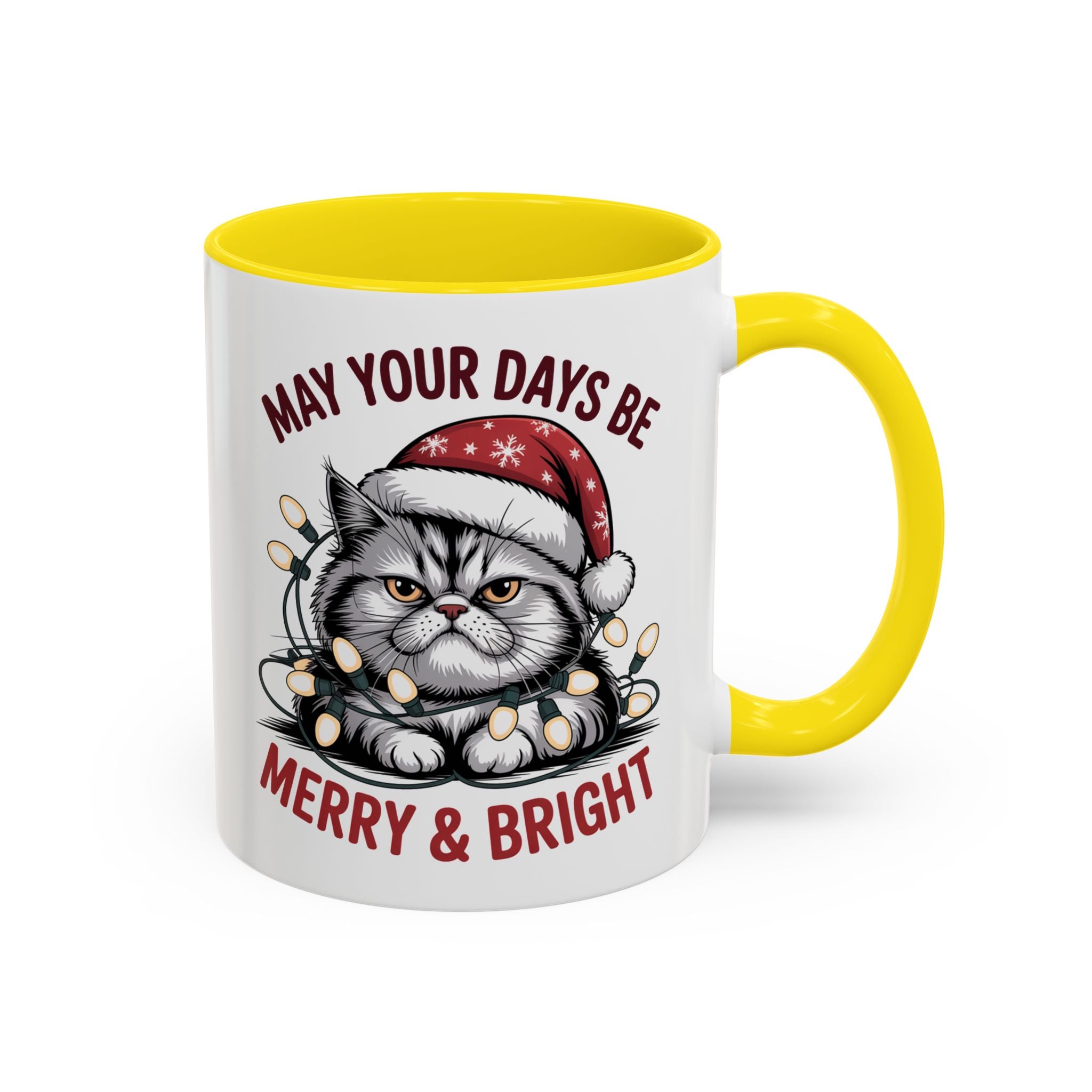 Funny Holiday Cat Mug - "May Your Days Be Merry & Bright"