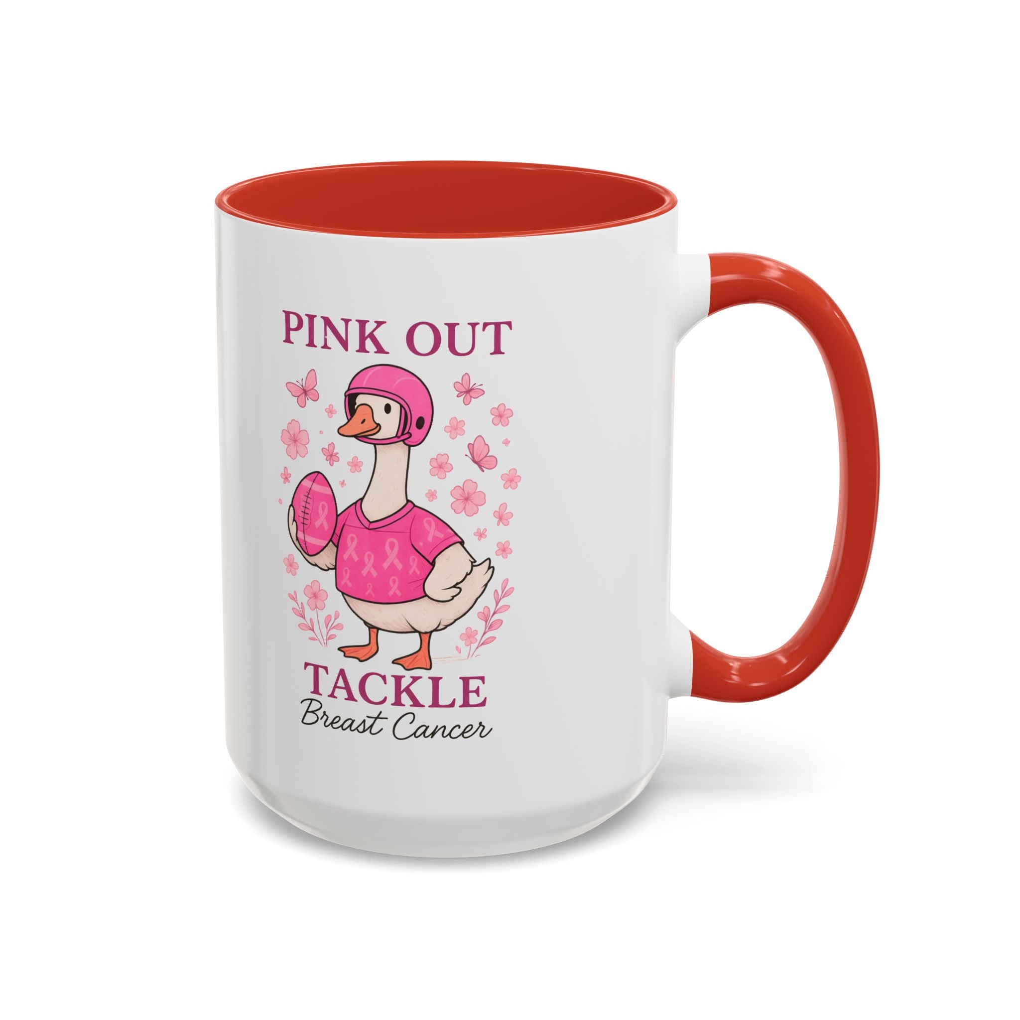 Breast Cancer Awareness Coffee Mug, Pink Out Tackle Duck Design, Supportive Gift for Fighters & Survivors, Cheerful Office Decor, [...]