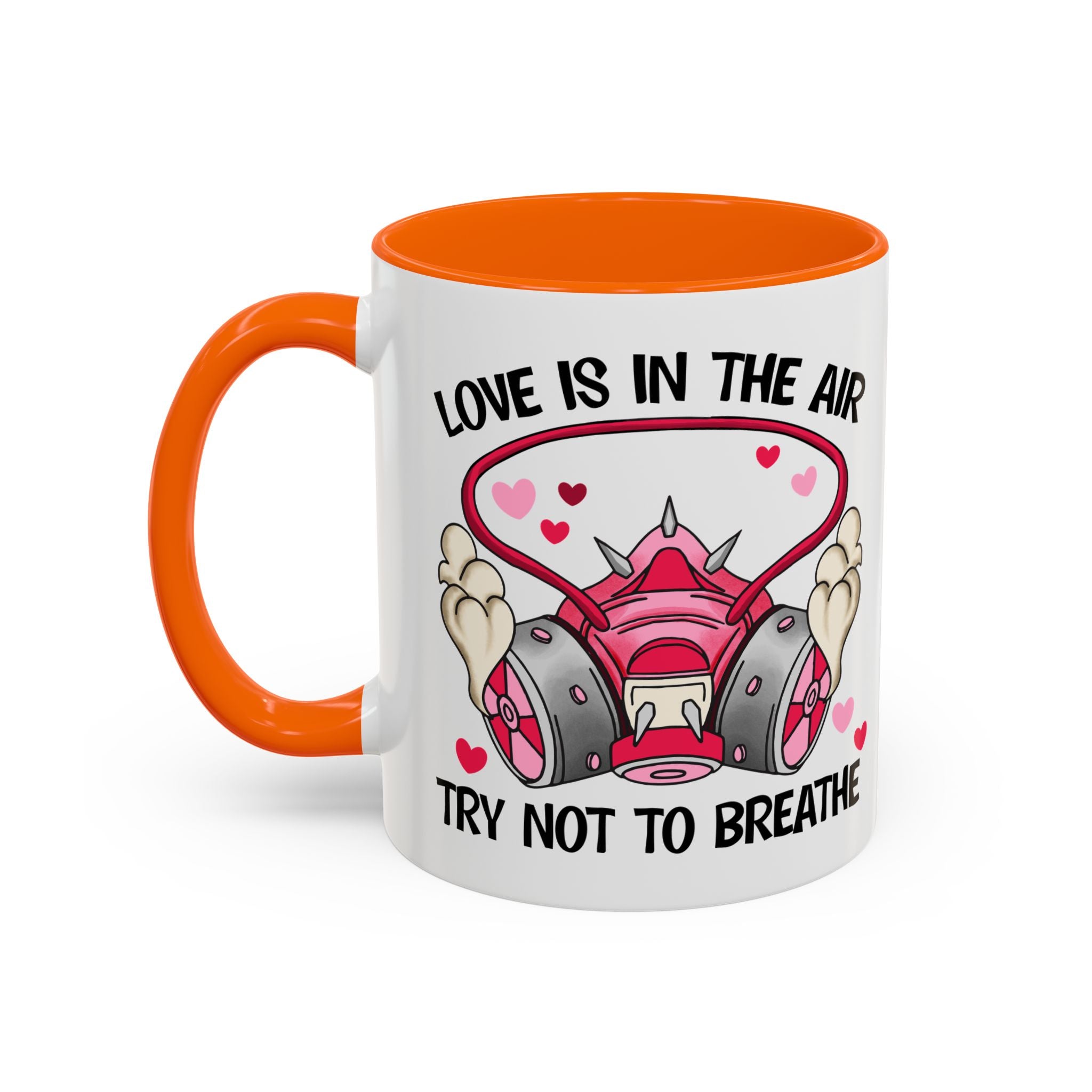 Love Is In The Air Gas Mask Coffee Mug — Funny anti Valentine Gift (11/15oz)