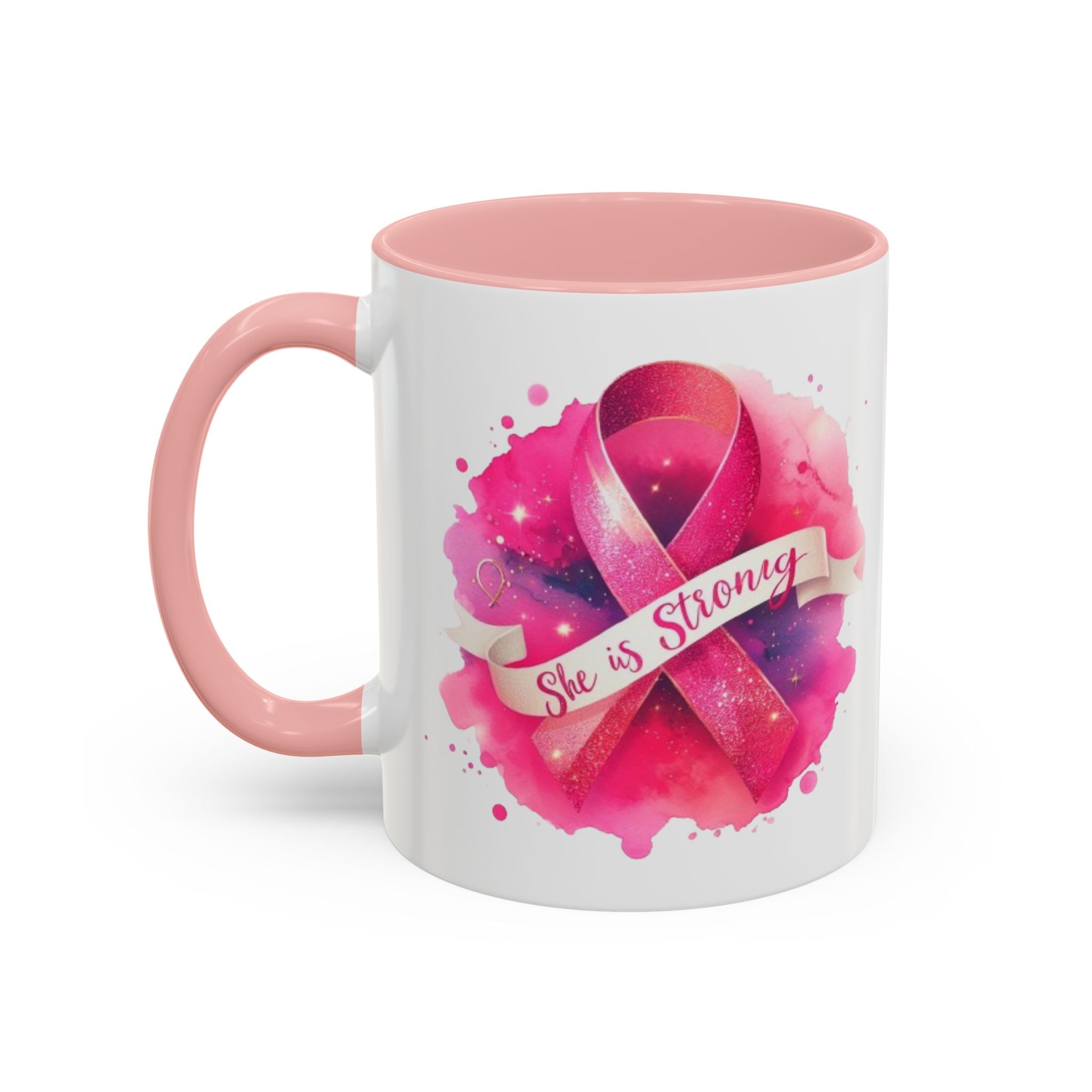 Empowering Pink Ribbon Coffee Mug | She is Strong | Gift for Cancer Awareness, Inspirational Drinkware, Office Mug, Motivational [...]