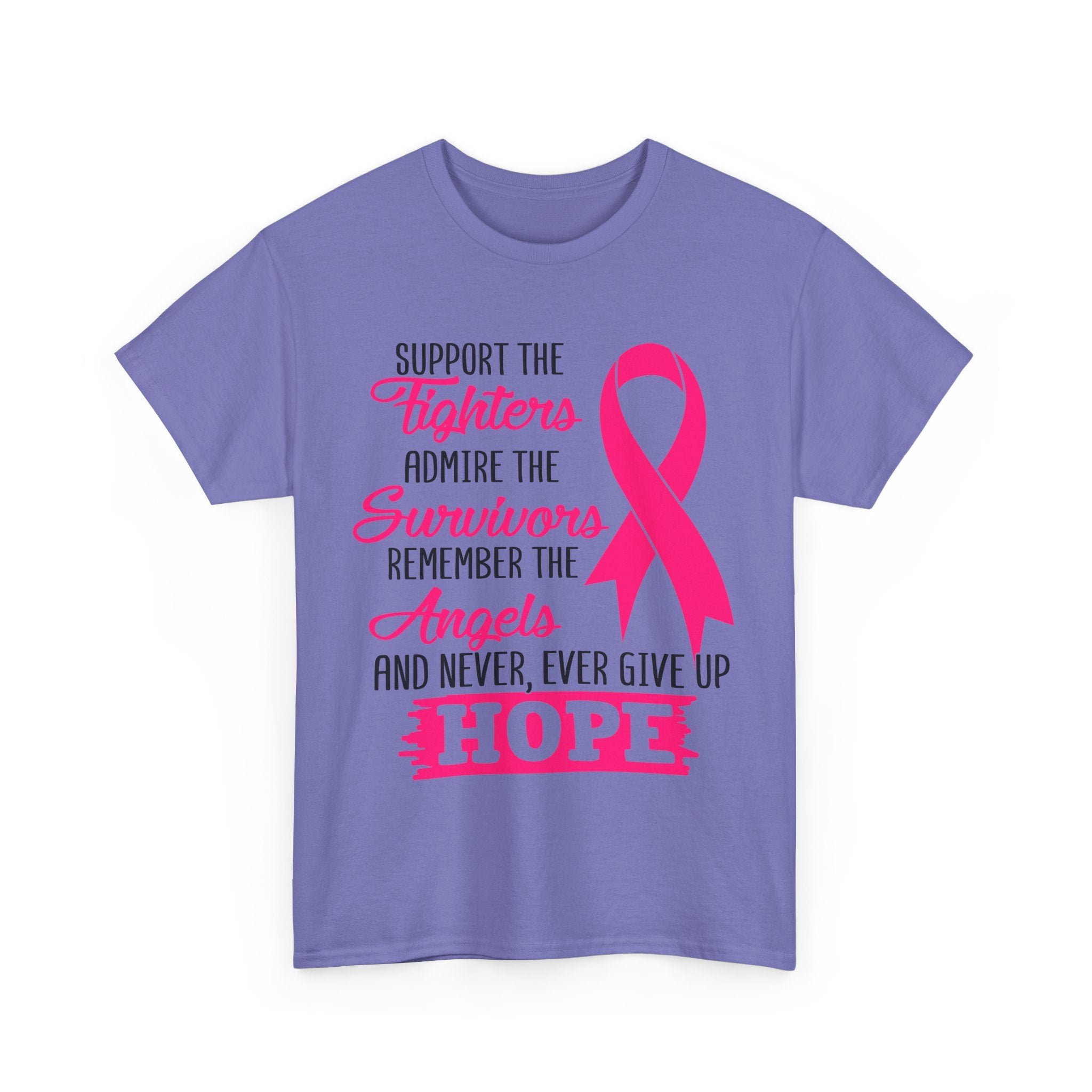 Hope Support Cotton Tee for Fighters and Survivors, Awareness T-Shirt, Breast Cancer Gift, Inspirational Apparel, Unisex Charity Shirt
