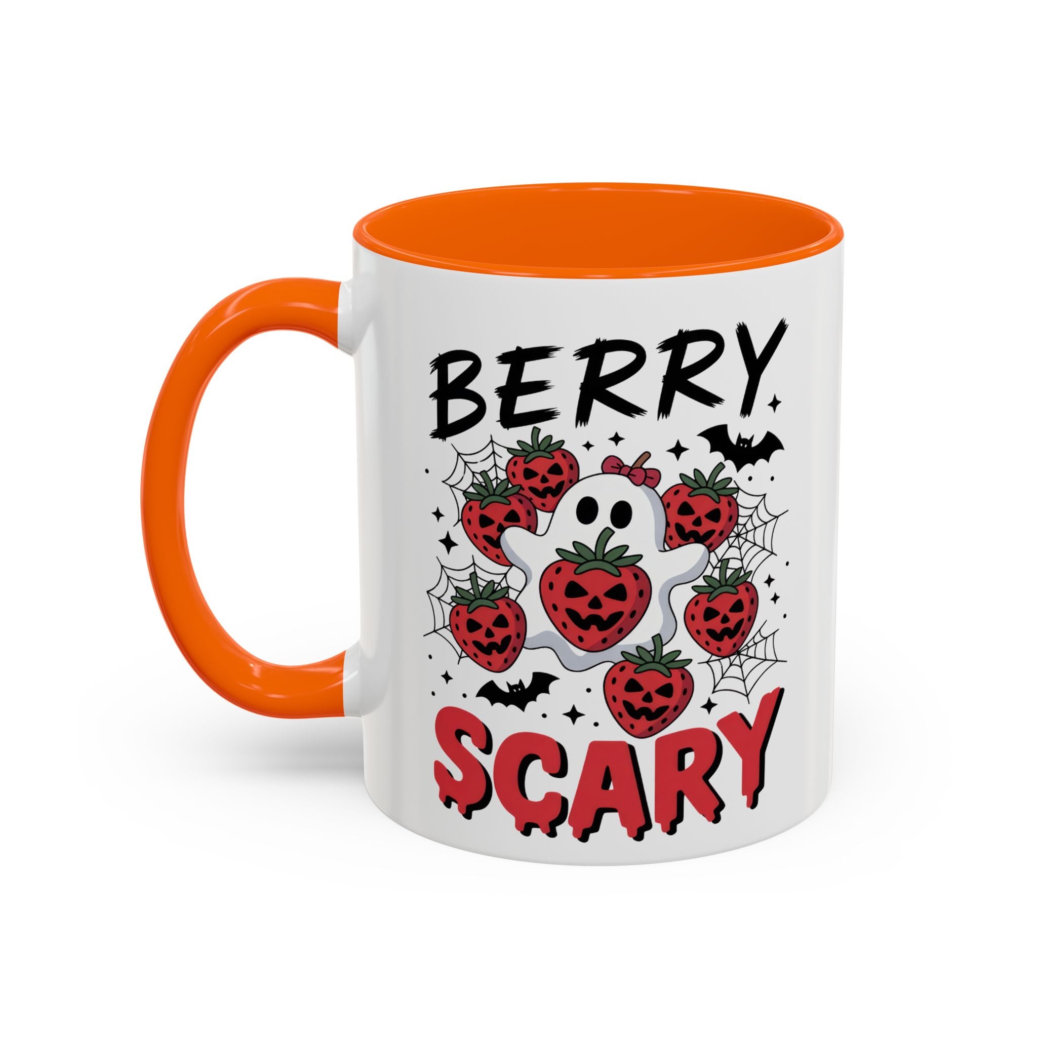Berry Scary Coffee Mug — Halloween Ghost & Jack‑o'-Lantern Strawberries (11/15 oz)