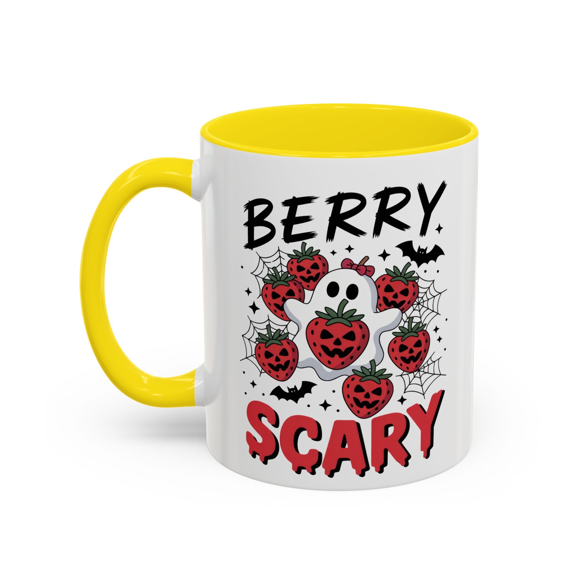 Berry Scary Coffee Mug — Halloween Ghost & Jack‑o'-Lantern Strawberries (11/15 oz)