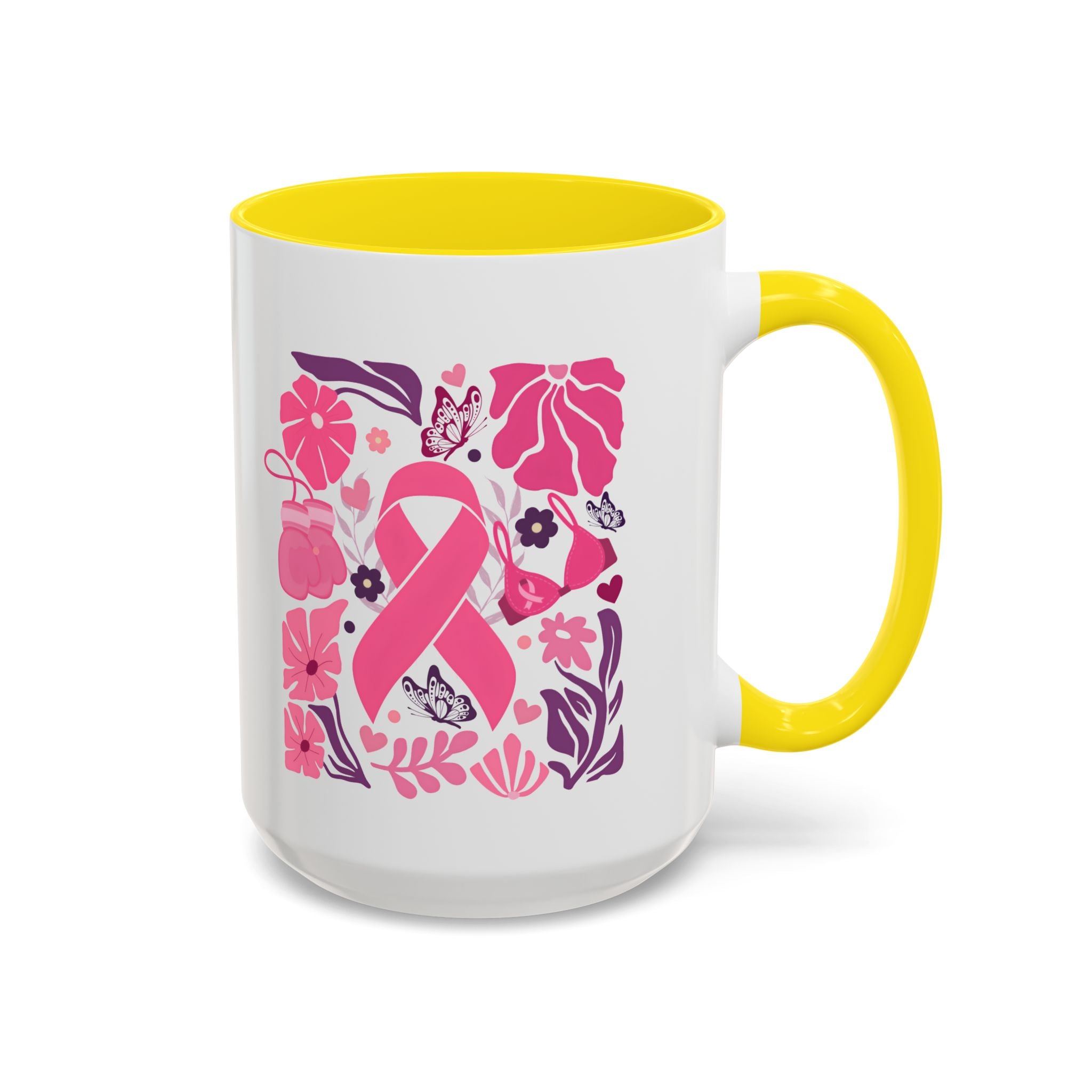 Pink Floral Awareness Coffee Mug, Breast Cancer Awareness Mug, Gift for Her, Supportive Drinkware, Motivational Mug