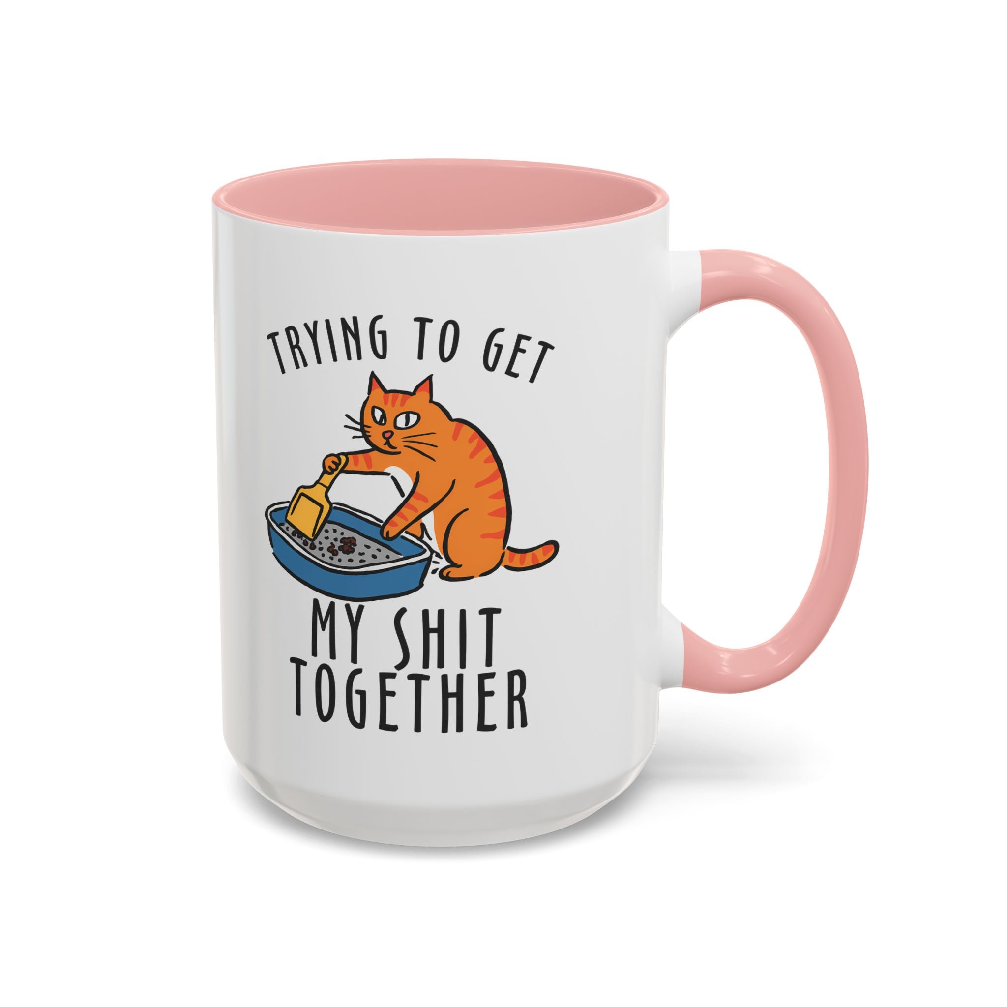 Funny Cat-Themed Coffee Mug - "Trying to Get My Shit Together" adult humor