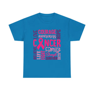 Cancer Awareness Unisex Tee, Support Cancer Fighters, Fight Against Cancer, Gift for Survivors, Hope & Love T-Shirt