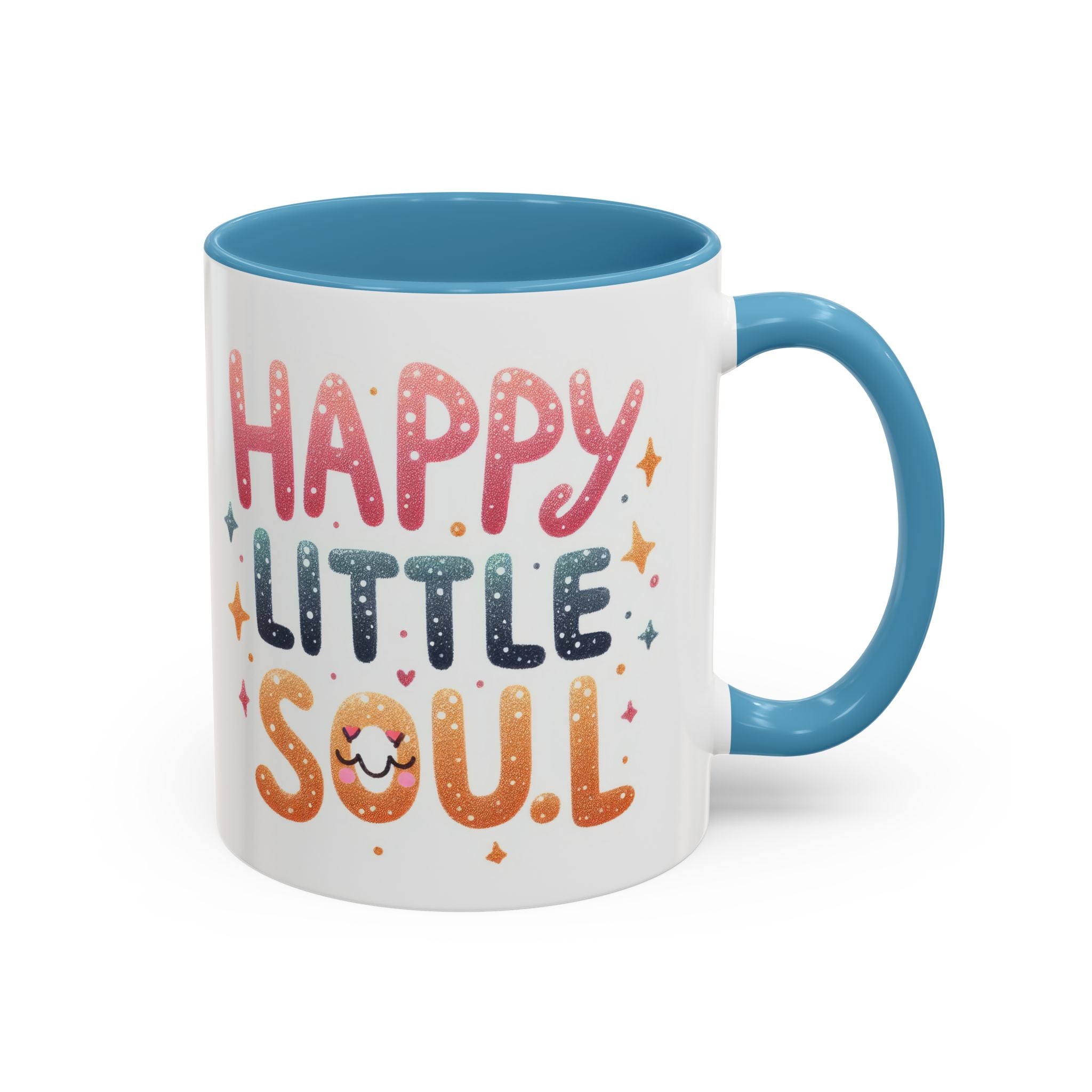 Happy Little Soul Accent Coffee Mug – Cute Positive Morning Quote (11/15 oz)