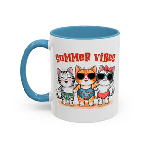 Summer Vibes Cat Coffee Mug - Fun Accent Mug for Cat Lovers