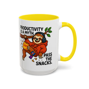 Funny Sloth Coffee Mug, Humor Mug Gift, Productivity Myth Mug, Cute Sloth Cup, Quirky Office Mug