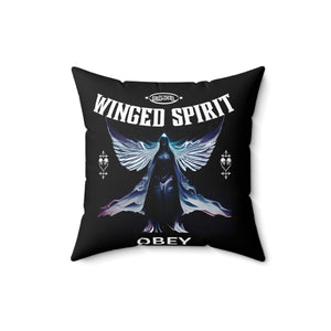 Obey winged spirit gothic Spun Polyester Square Pillow