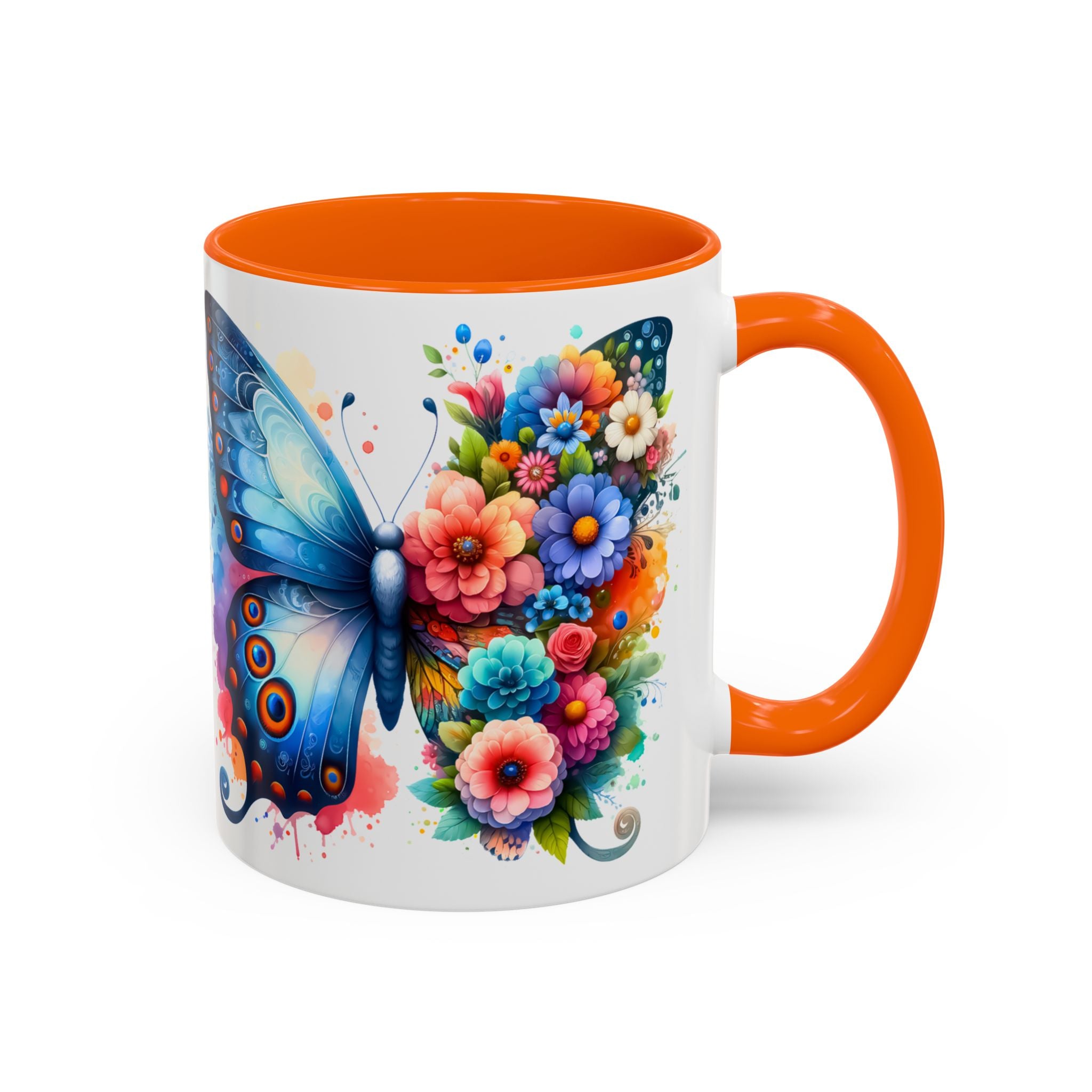 Colorful Floral Butterfly Accent Coffee Mug – Vibrant Artistic 11/15oz nature lover