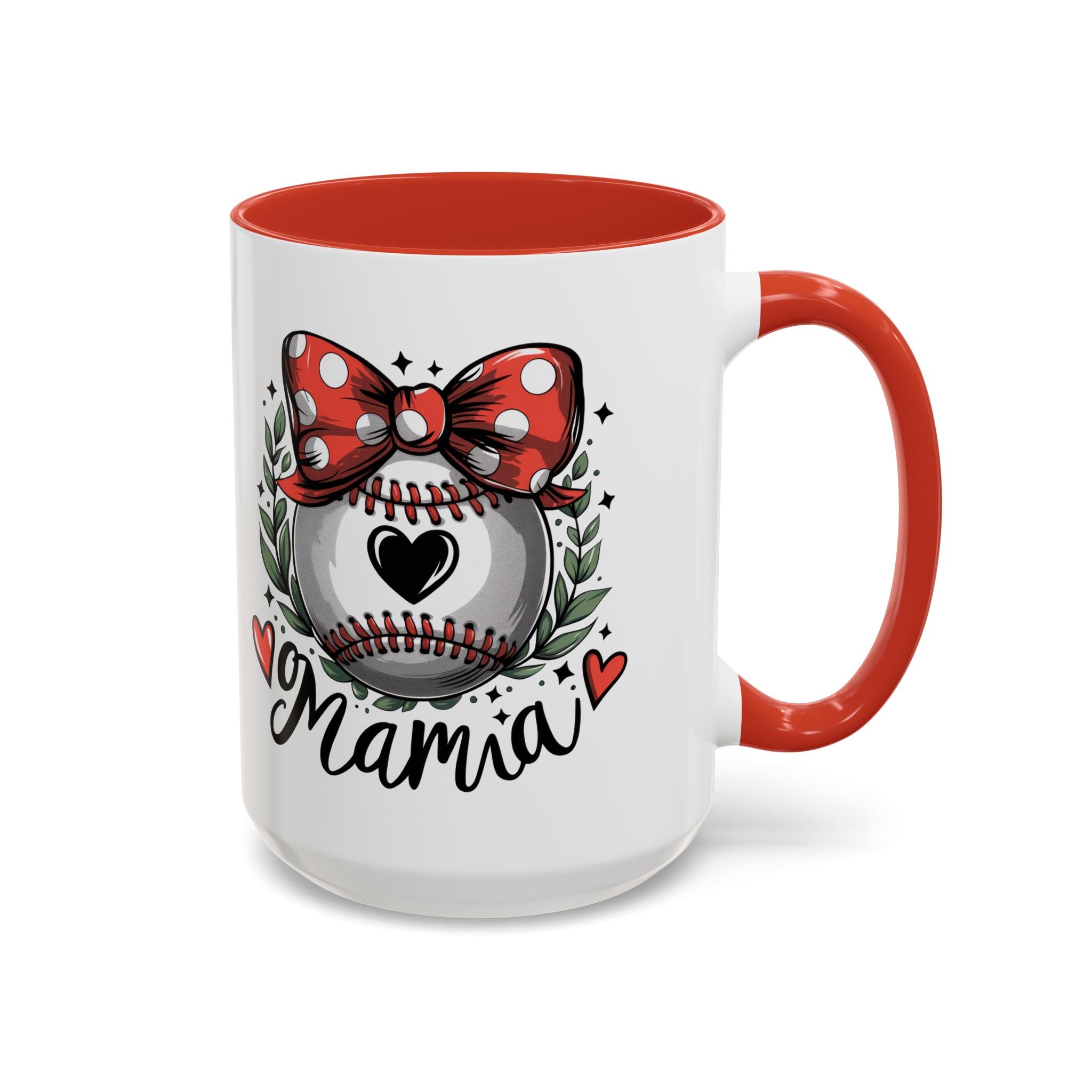 Mama's Accent Coffee Mug | Baseball & Heart Design | Gift for Mom, Mother's Day, Birthday, Coffee Lovers, Baseball Fans