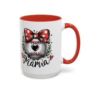 Mama's Accent Coffee Mug | Baseball & Heart Design | Gift for Mom, Mother's Day, Birthday, Coffee Lovers, Baseball Fans