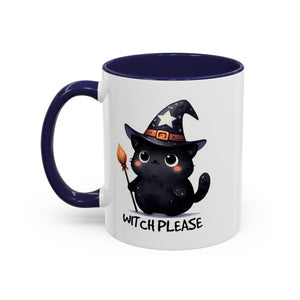 Cute Witch Cat Coffee Mug - Perfect for Halloween, Cat Lover Gift, Witch Please Design, Black Cat Mug, Cozy Drinkware
