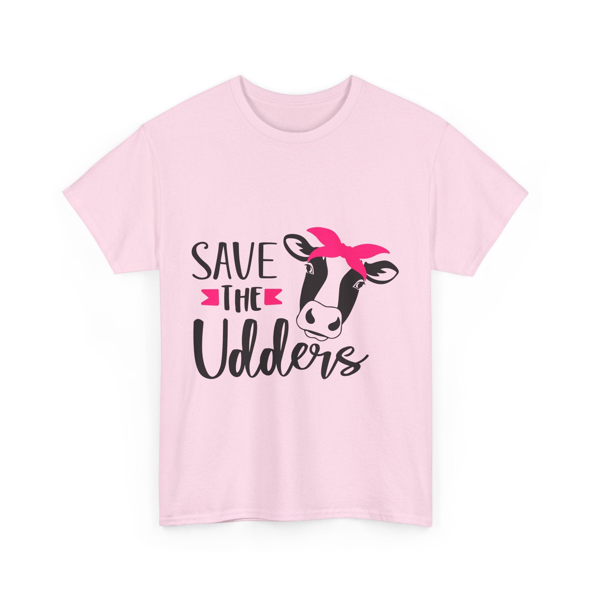 cancer awareness Save the Udders Unisex Heavy Cotton Tee, Fun Cow Tee,  Animal Lover Gift, Casual Tee, Eco-Friendly Apparel