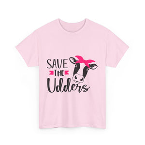 cancer awareness Save the Udders Unisex Heavy Cotton Tee, Fun Cow Tee,  Animal Lover Gift, Casual Tee, Eco-Friendly Apparel