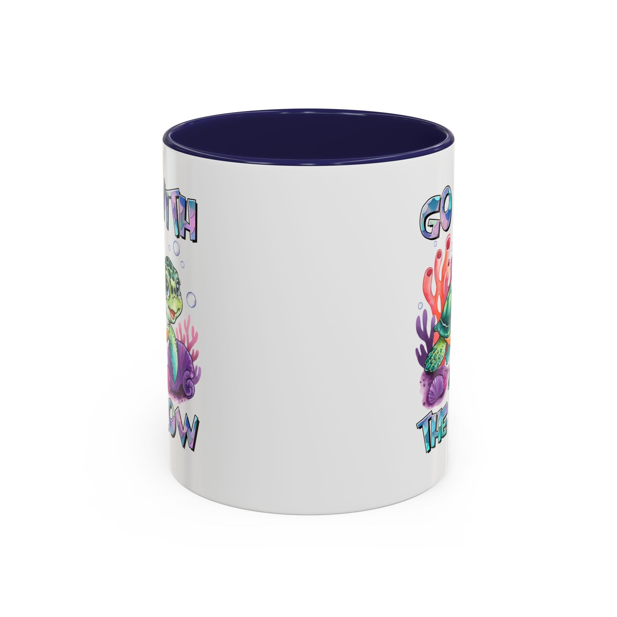 Ocean-Inspired Accent Coffee Mug - 'Go With The Flow' Design turtle