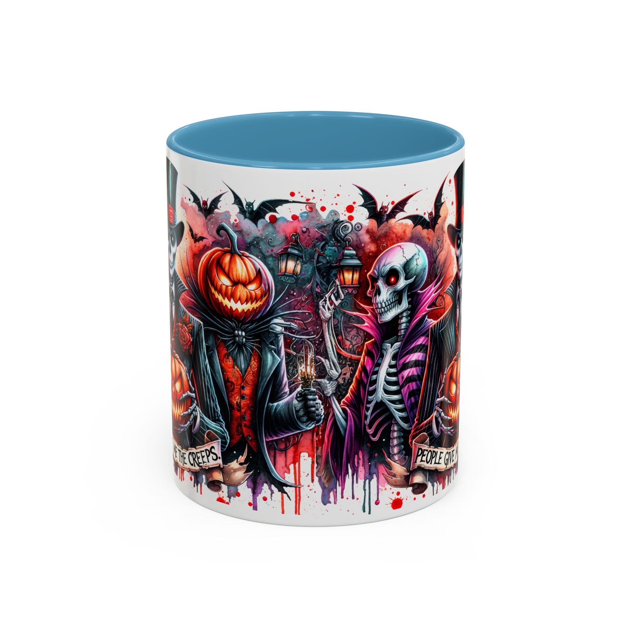 Halloween-themed Accent Coffee Mug, Spooky Skull Mug, Pumpkin Art Cup, Unique Gift for Halloween Lovers, October Decor