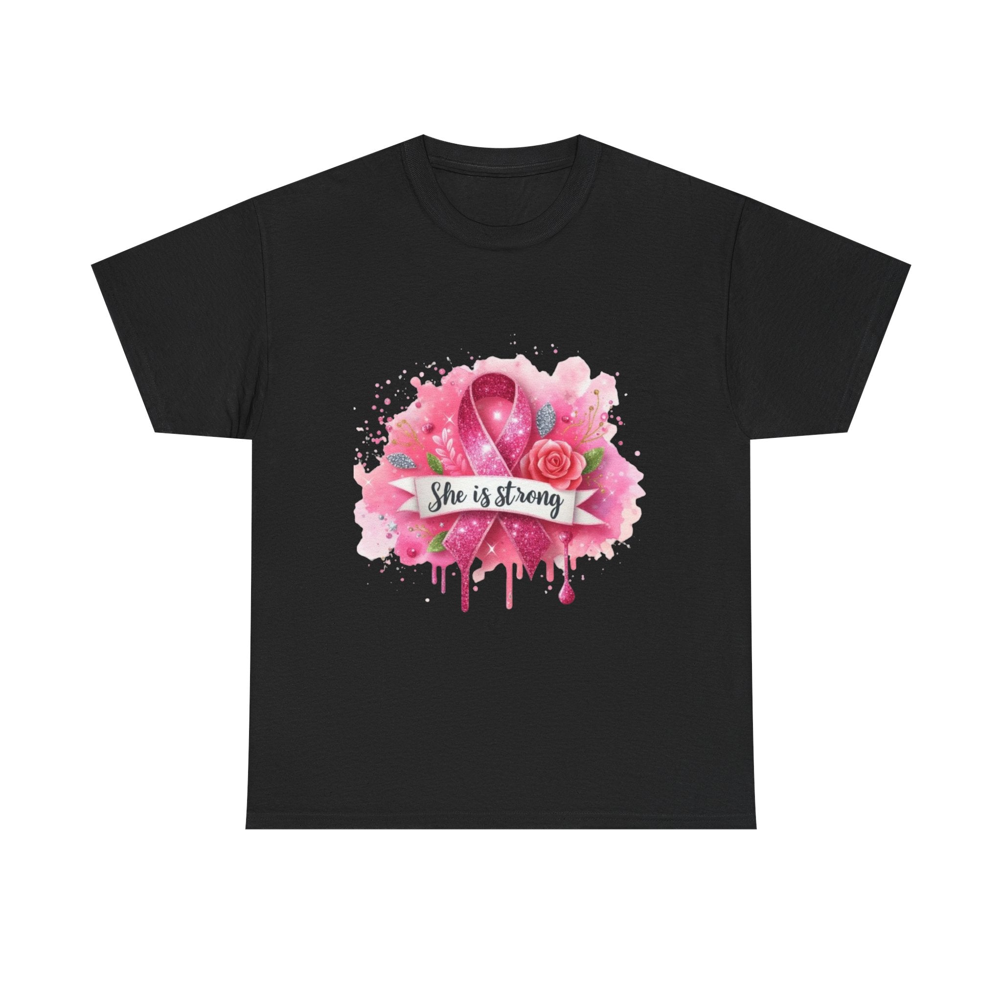 Unisex Heavy Cotton Tee - "She is Strong" Breast Cancer Awareness Shirt, Inspirational Tee, Gift for Her, Supportive Apparel, [...]