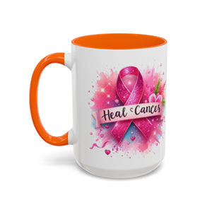 Pink Ribbon Healing Coffee Mug | Support Cancer Awareness | Inspirational Gift | Breast Cancer Support | 11oz & 15oz Options