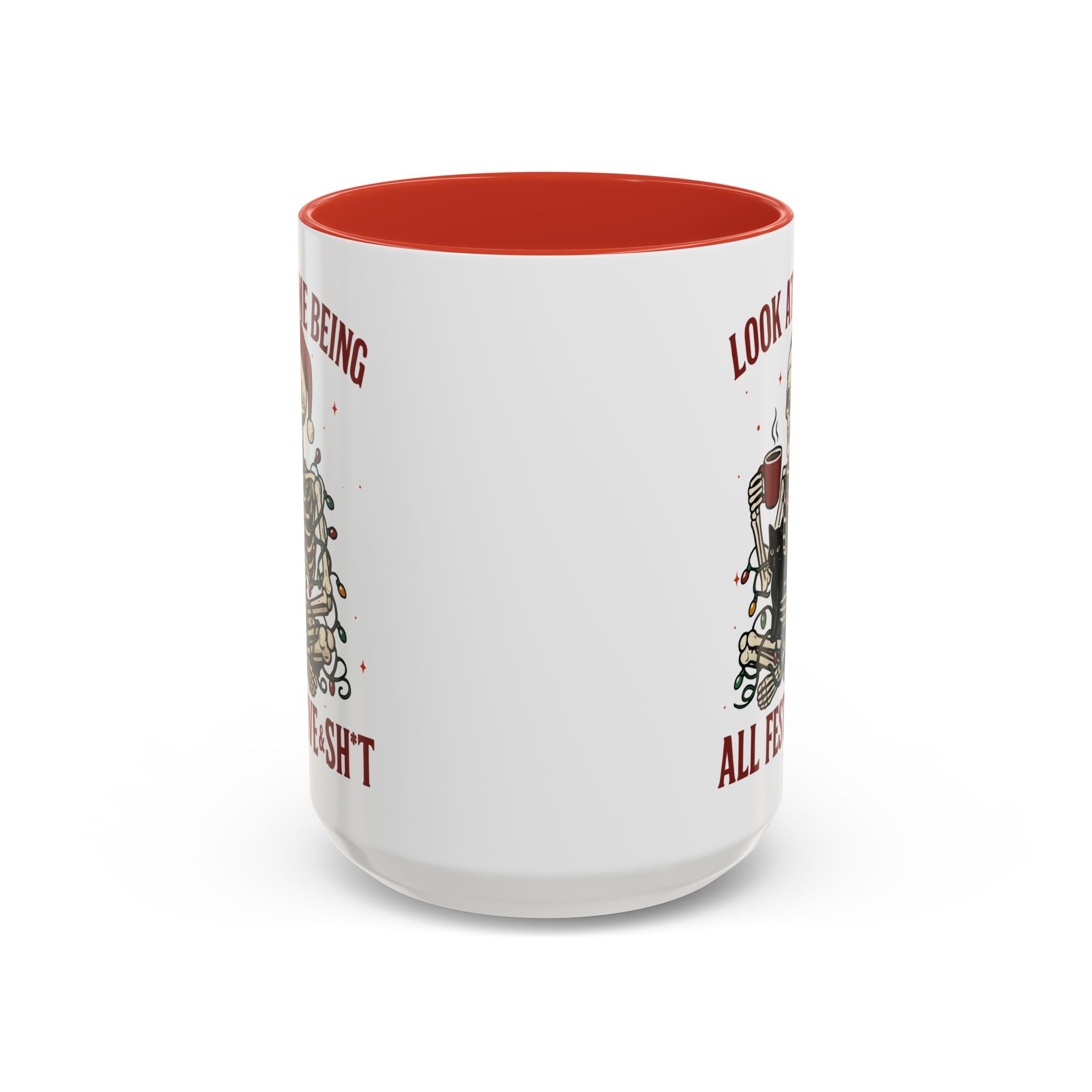 Festive Skeleton Christmas cheer winter Coffee Mug funny adult humor cup