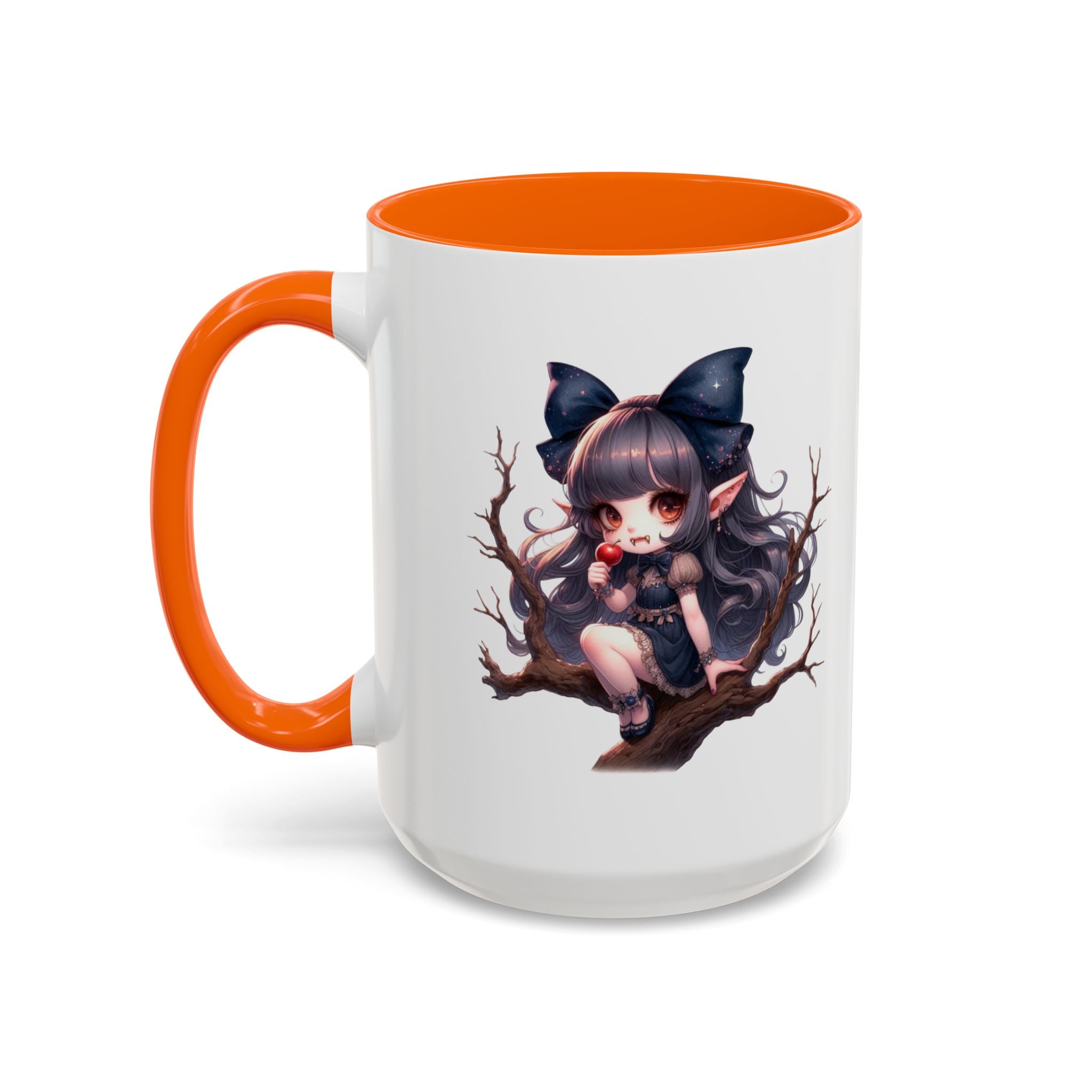 gothic vampire girl in tree horror art Accent Coffee Mug (11, 15oz) png16