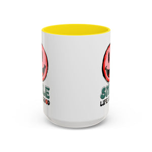 Smiley Face Accent Coffee Mug - "Smile, Life is Good" - 11oz & 15oz