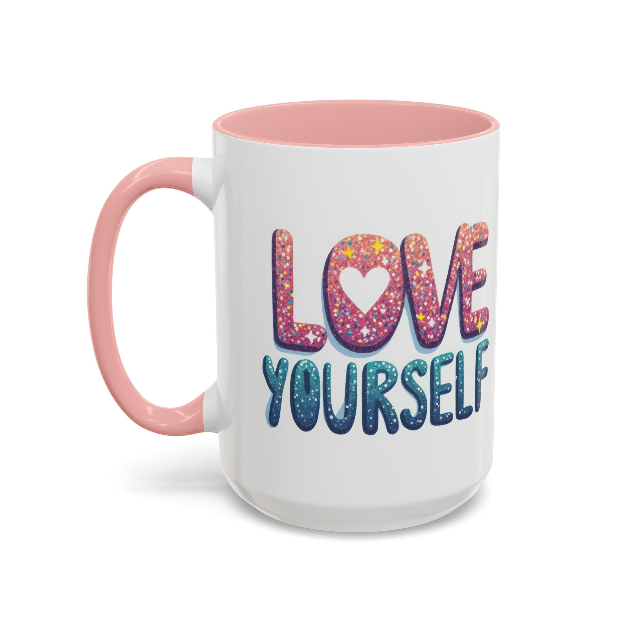 Love Yourself Accent Coffee Mug — Inspirational Self-Love Ceramic Mug (11/15oz)