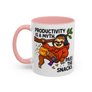 Funny Sloth Coffee Mug, Humor Mug Gift, Productivity Myth Mug, Cute Sloth Cup, Quirky Office Mug