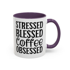 Stressed Blessed Coffee Obsessed Mug, Motivational Coffee Mug, Gift for Coffee Lovers, Funny Office Mug, Self-Care Gift Idea