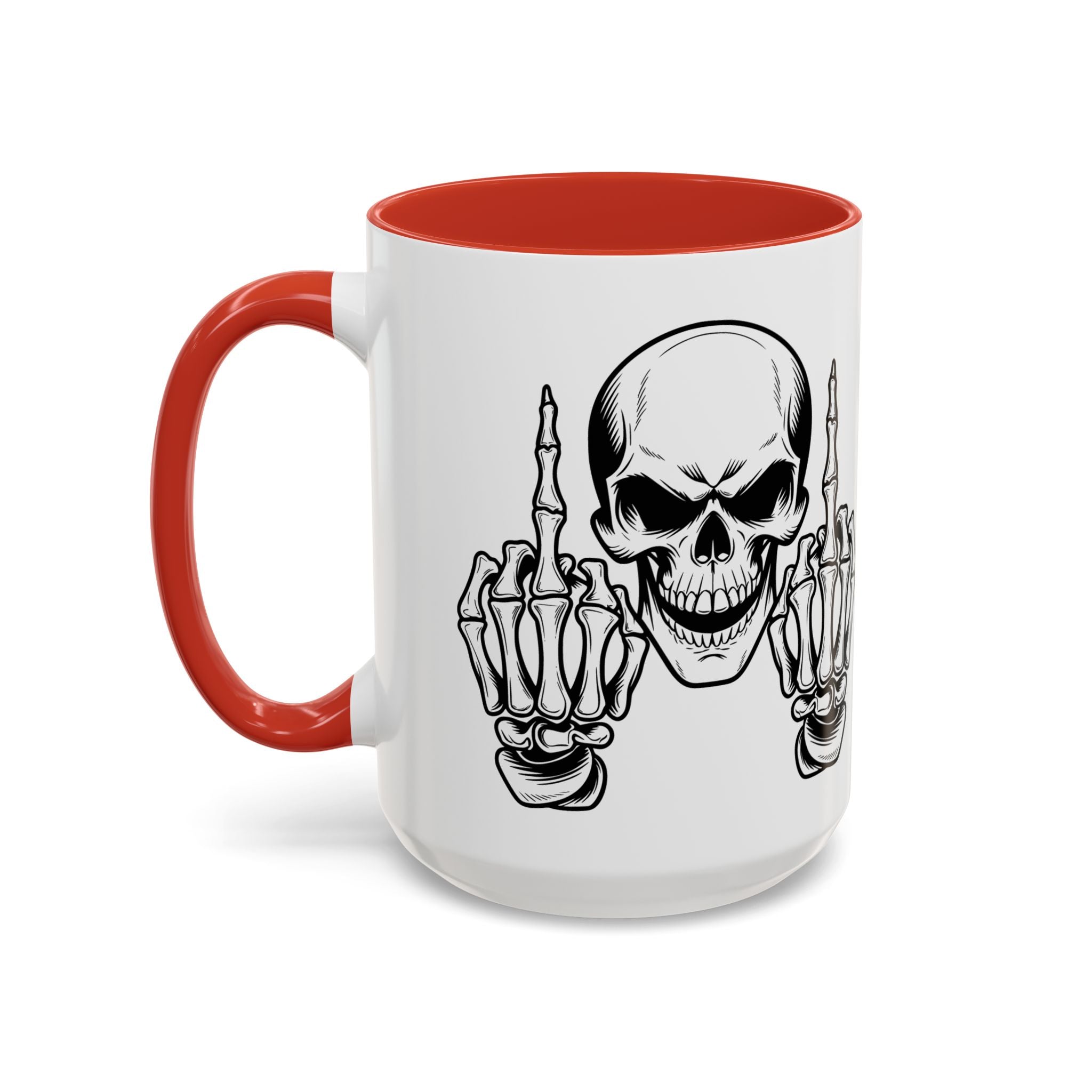 Skull Middle Finger Coffee Mug — Edgy Gothic Accent Mug (11/15oz)