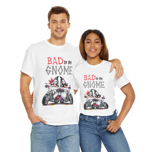 Bad to the Gnome Unisex Heavy Cotton Tee - Fun and Whimsical Biker Shirt