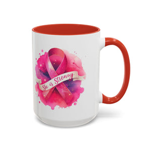 Empowering Pink Ribbon Coffee Mug | She is Strong | Gift for Cancer Awareness, Inspirational Drinkware, Office Mug, Motivational [...]