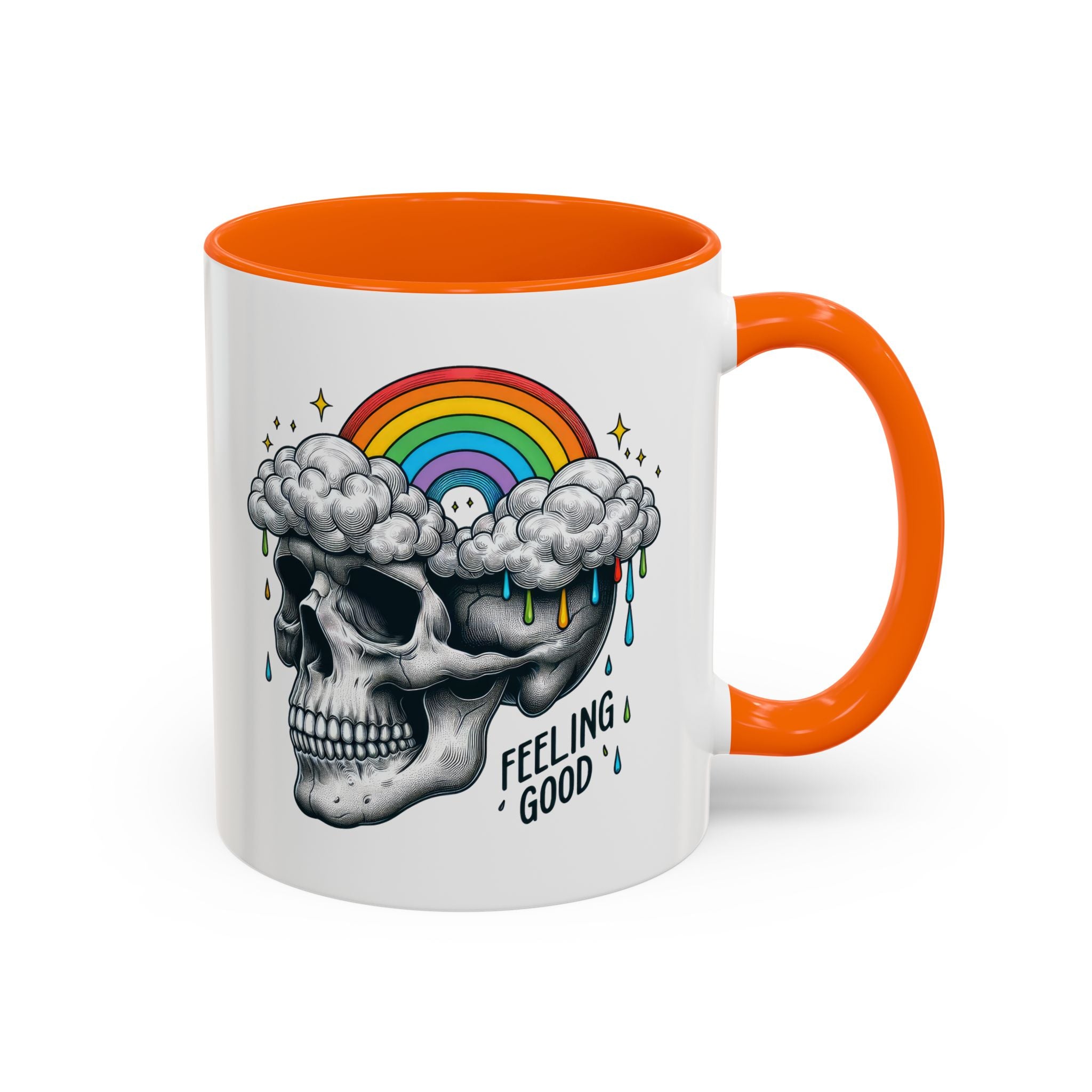 Skull Rainbow Coffee Mug, Unique Gift for Coffee Lovers, Halloween Decor, Daily Motivation Mug, Fun Skull Design
