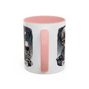 Stylish Skull Coffee Mug, Gothic Drinkware, Staying Alive Gift for Halloween, Funny Office Mug, Alternative Drinkware