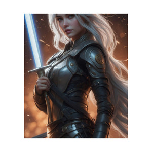 Blonde anime warrior with sword Matte Vertical Posters