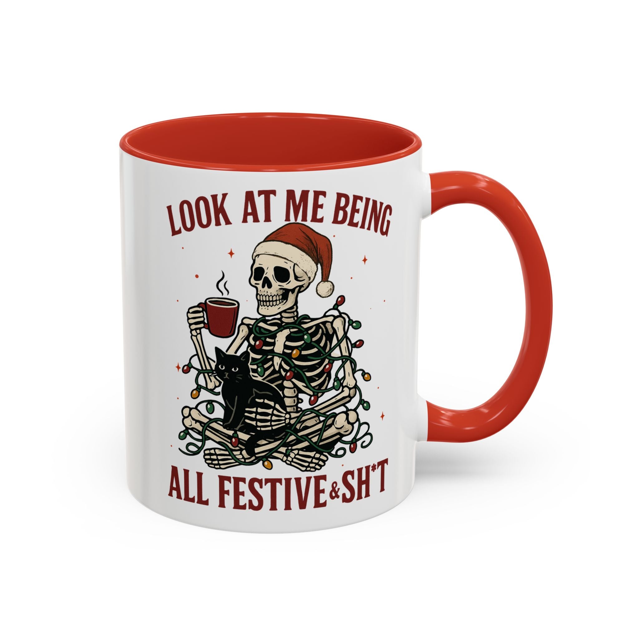 Festive Skeleton Christmas cheer winter Coffee Mug funny adult humor cup