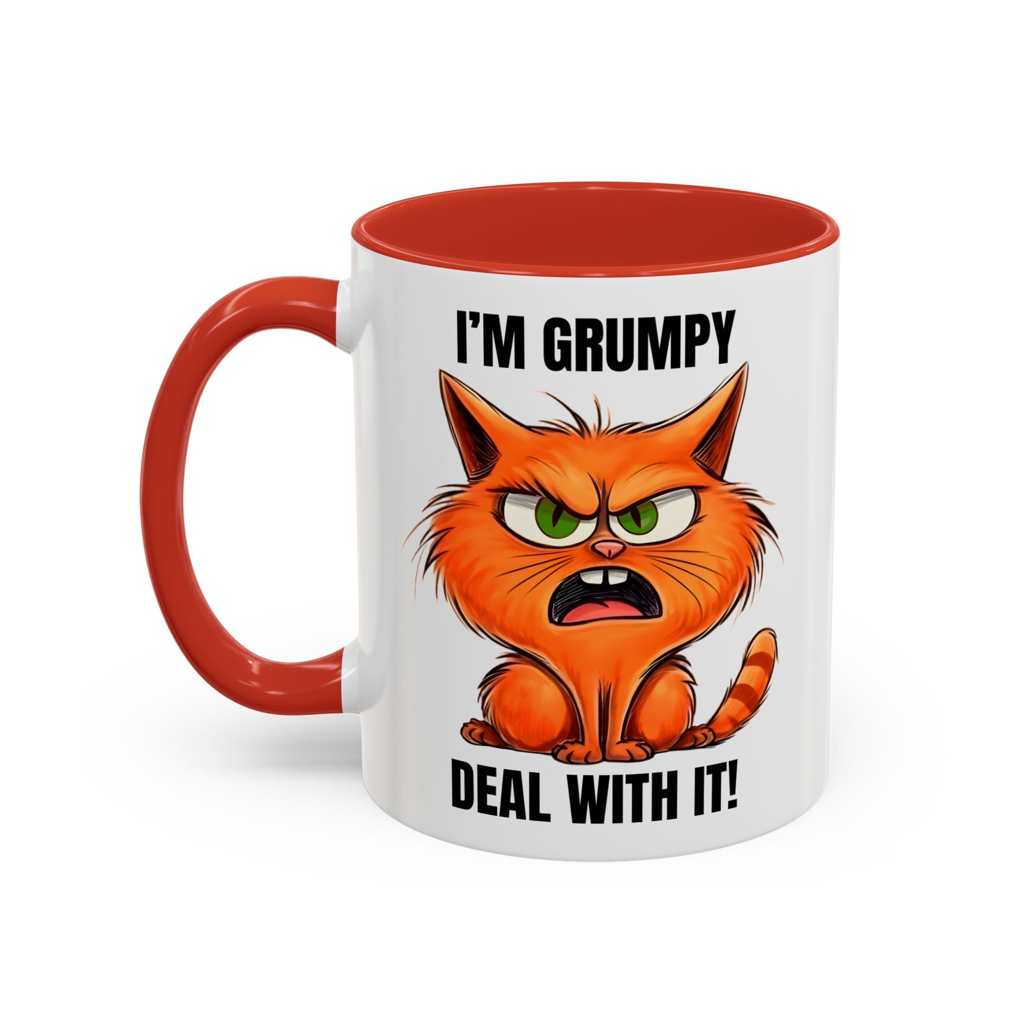 I'm Grumpy Cat Accent Coffee Mug – Funny Cat Gift, 'Deal With It' 11/15oz