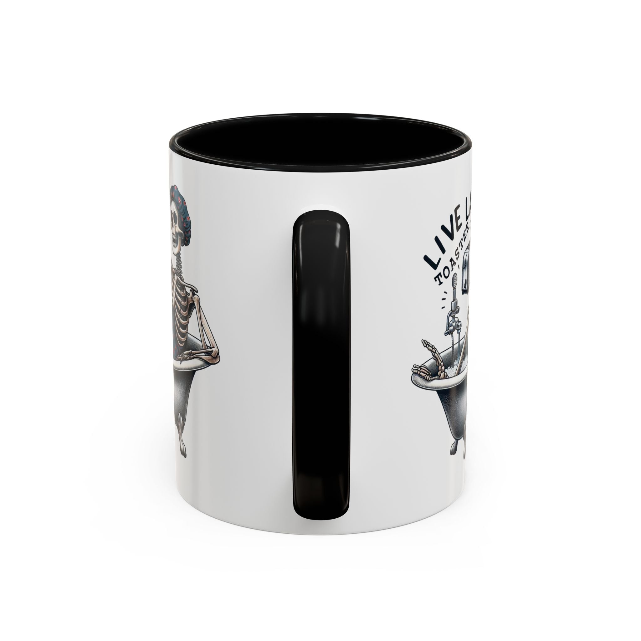 Skeleton Bath Time Coffee Mug, Live Laugh Roast & Relax Skeleton Mug, Funny Gift for Halloween, Quirky Kitchen Decor, Unique Coffee Cup
