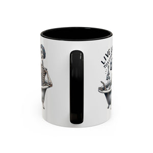 Skeleton Bath Time Coffee Mug, Live Laugh Roast & Relax Skeleton Mug, Funny Gift for Halloween, Quirky Kitchen Decor, Unique Coffee Cup