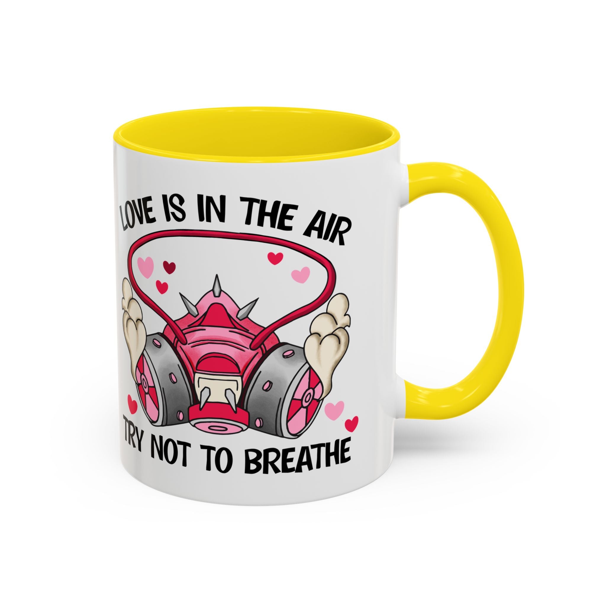 Love Is In The Air Gas Mask Coffee Mug — Funny anti Valentine Gift (11/15oz)