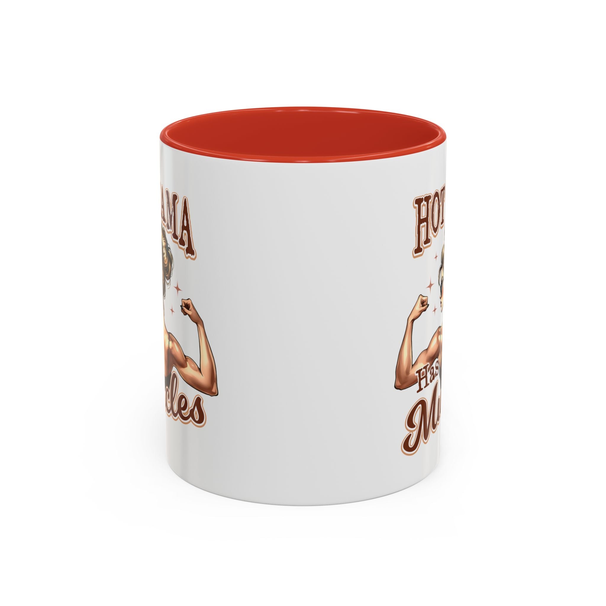 Hot Mama Has Muscles Coffee Mug - Fun & Motivational 11/15oz Accent Mug for Fitness Lovers