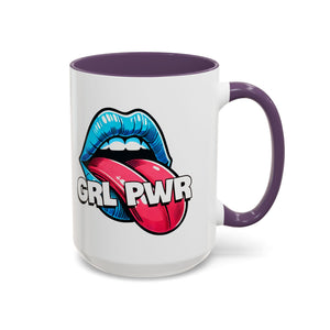 GRL PWR Accent Coffee Mug - Bold Fun Design for Empowerment, Great Gift for Friends, Coffee Lovers, Birthdays, and Celebrations